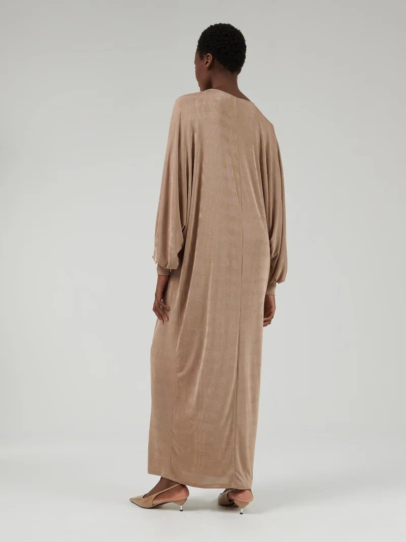 leem Metallic-Effect Batwing Kaftan