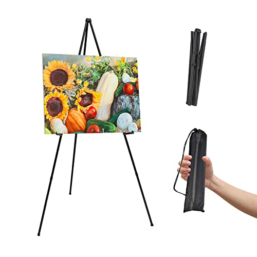 Xlong Thickened Easel Stand for Wedding Sign & Poster 63'' Portable Easels for Display Art Easel for Floor Adjustable Metal Easel Stand,Quick Set-Up Tripod Stand, Presentations,Signs,Posters (Black 1PC) - Image 1