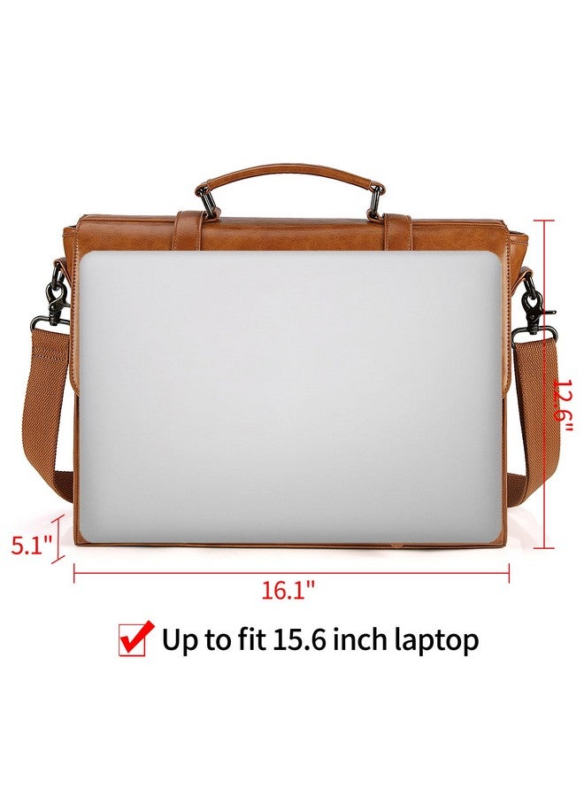 Lubardy Mens Messenger Bag Vintage 15.6 Inch Waterproof Leather Laptop Briefcase Large Satchel Shoulder Bag Retro Office College Computer Bag, Brown - Image 5