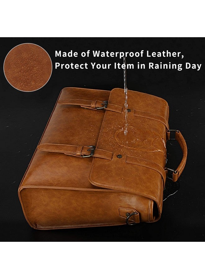 Lubardy Mens Messenger Bag Vintage 15.6 Inch Waterproof Leather Laptop Briefcase Large Satchel Shoulder Bag Retro Office College Computer Bag, Brown - Image 2