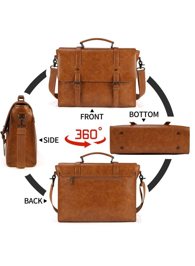 Lubardy Mens Messenger Bag Vintage 15.6 Inch Waterproof Leather Laptop Briefcase Large Satchel Shoulder Bag Retro Office College Computer Bag, Brown - Image 4