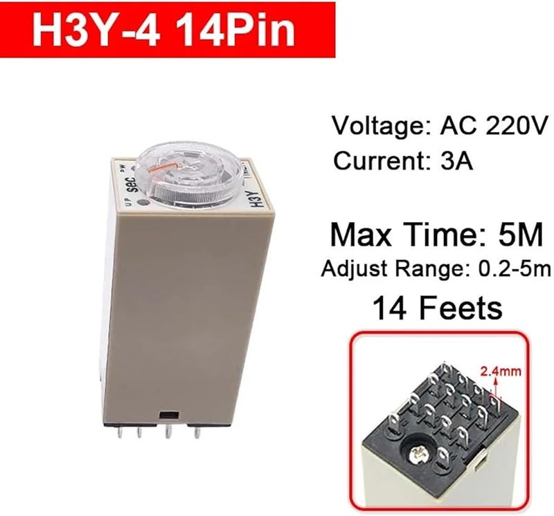 H3Y 4 AC110V 220V مؤقت تأخير تشغيل الطاقة مفتاح تتابع 0 5 دقائق مقبض دوار - Image 3