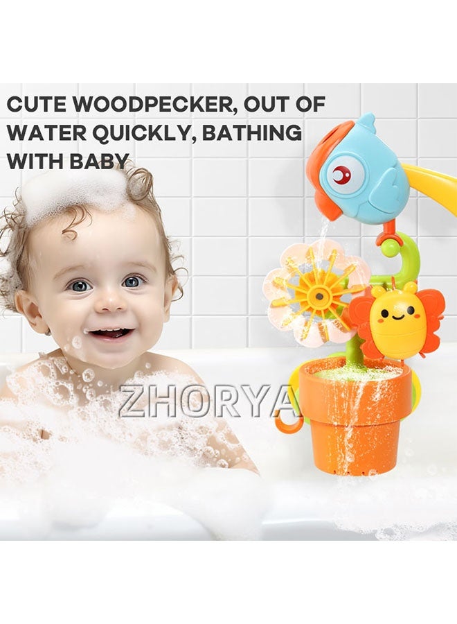 Bath Toys,Small Bird Parrot Bathroom Toy with Anti-bacterial Filter,Watering Can Baby Bath Toy with Strong Suction Cups,Watering Flower Bath Toy Water Series for Kid,Kids Water Spinner for Tub Pool Bath Bathtub Toy,Attaches to Tub Wall for Easy Toy Holder and Storage,Bathtime Bathroom Toys Birthday Gifts for Girls Boys,Preschool Toddler Pool Toys - Image 4