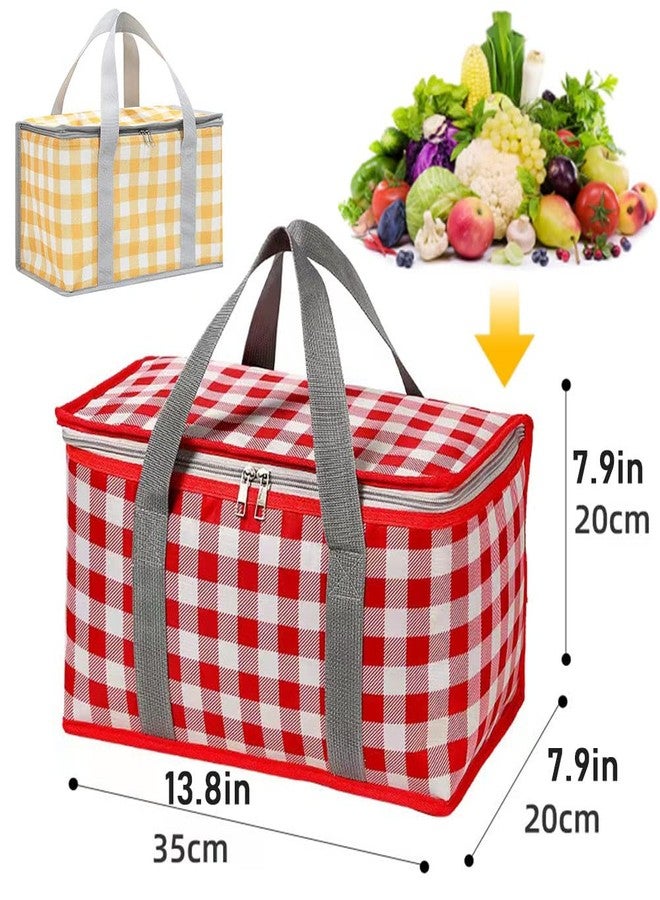Lchkrep Insulated Bag Picnic Basket Bags Beach Bag Foldable Cooler Bag Reusable with Zippered top-for Warm or Cold Picnic Accessories, Outdoor(13.8x7.9x7.9 in) (RED) - Image 4