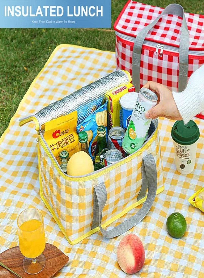 Lchkrep Insulated Bag Picnic Basket Bags Beach Bag Foldable Cooler Bag Reusable with Zippered top-for Warm or Cold Picnic Accessories, Outdoor(13.8x7.9x7.9 in) (RED) - Image 5