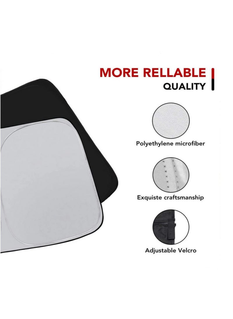 Generic Tesla Model 3 Model Y Windshield Sunshade Front Windshield Double Layer Light Blocking Fabric Foldable Sun Shade with a Storage Bag  - Image 2