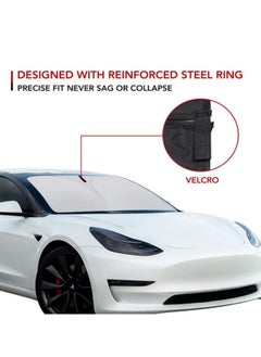 Generic Tesla Model 3 Model Y Windshield Sunshade Front Windshield Double Layer Light Blocking Fabric Foldable Sun Shade with a Storage Bag  - Image 3