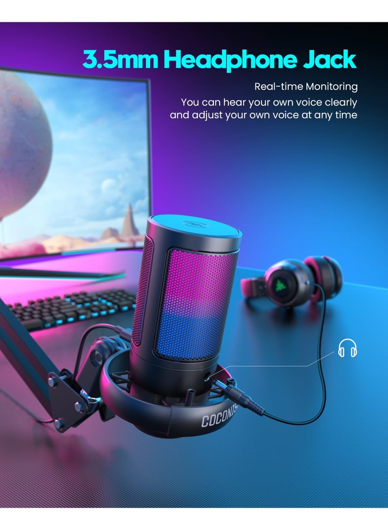 بوليفياز مايك،مايك قيمنق،ميكروفون قيمنق،مايك احترافي  للجيمنق والبث المباشر، مايك خارجي يو اس بي مع صوت واضح وتقليل الضوضاء، متوافق مع مايك فيفا والكمبيوتر - Image 3