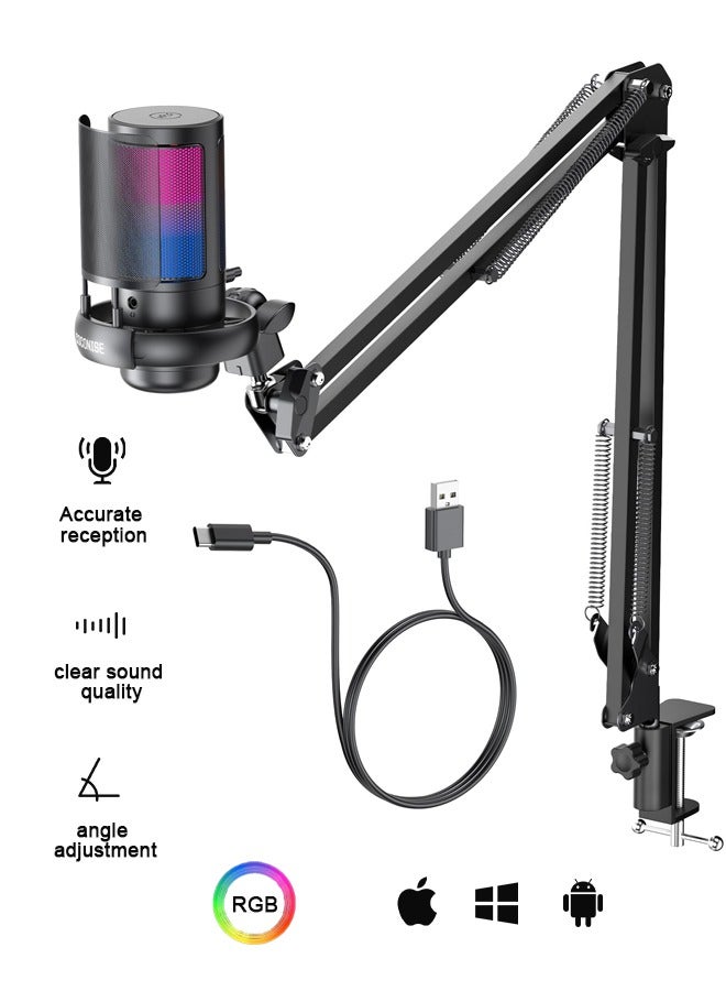 بوليفياز مايك،مايك قيمنق،ميكروفون قيمنق،مايك احترافي  للجيمنق والبث المباشر، مايك خارجي يو اس بي مع صوت واضح وتقليل الضوضاء، متوافق مع مايك فيفا والكمبيوتر - Image 1