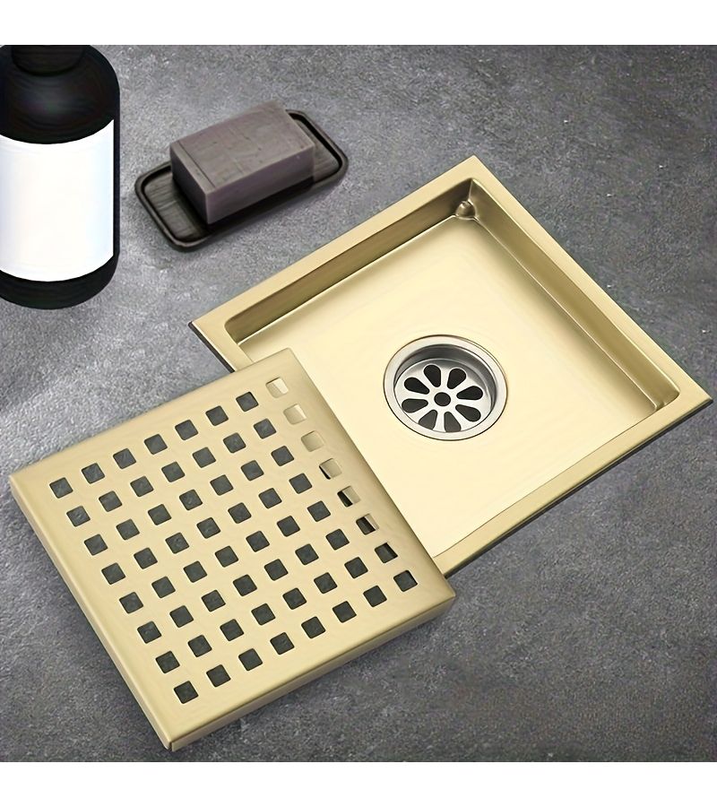 بالوعة دش مربعة من الفولاذ المقاوم للصدأ الأسود، مقاس 5.91 بوصة، تصميم عصري - Image 5
