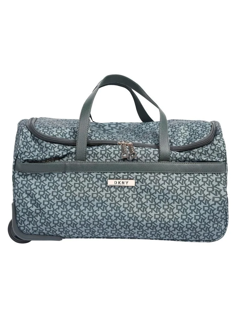 DKNY Dkny Vintage Signature Wheels Duffle Bag for Unisex | Ultra Lightweight Wheels 2 Color blue/grey patterned bag