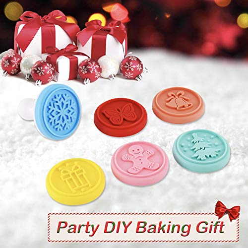 top Topolopyfeely Cookie Stamp-a Set of 6 Colorful Silicone Cookie Stamp Press, Ring Cutter and Handle for Christmas and Daily Baking - Image 2