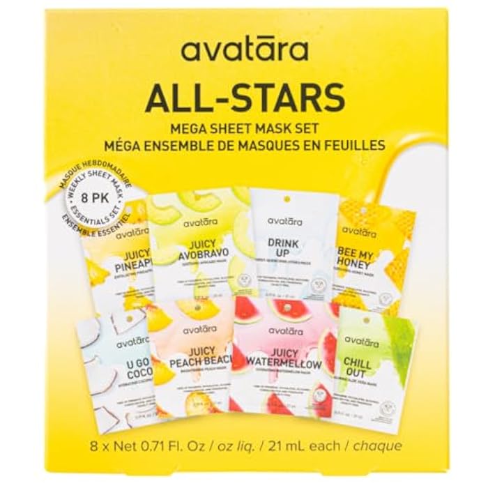 Avatara All-Stars 8-Pack Facial Sheet Mask Variety Pack | Clean K-Beauty Set for Dry, Sensitive, Uneven Skin | Gentle Moisture | Fragrance-Free, Paraben-Free & Cruelty-Free Korean Masks - Image 1