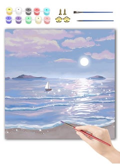 Seascape Themed Diy Paint By Numbers Kits, Oil Painting On Canvas For Adults Beginners, For Painting Party And Classroom Activity And Gift