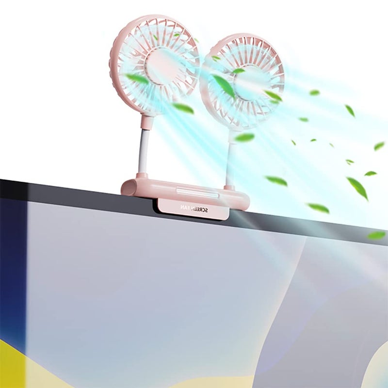 THRRLY Desktop Fan with 2 Rotatable Heads 3 Speeds Sturdy Clamp USB Powered Cooling Fan for Office Desk  Laptop