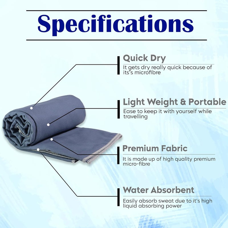 Tressential Compact & Ultra Soft Microfiber Camping Travel Towel | Quick Dry Towel-Super Absorbent & Lightweight for Sports, Beach, Gym, Backpacking, Hiking and Yoga (70 x 150 cm, Navy Blue) - Image 2