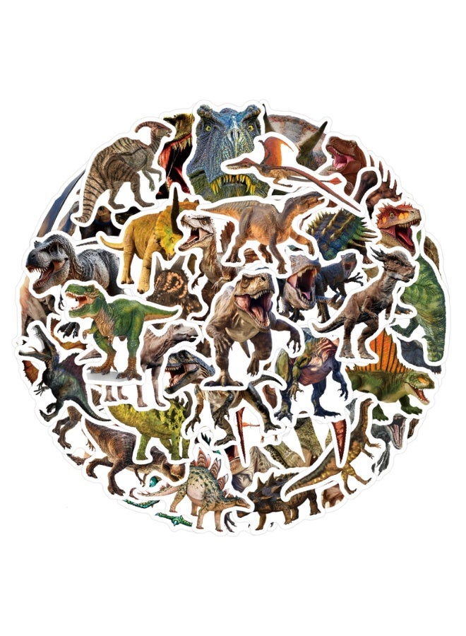 NIBEMINENT 60 Pcs Cartoon Dinosaur Deco Kit Waterproof Stickers, High Definition Printing Bright Colors, Suitable for Laptop Skateboard Luggage Water Bottle Guitar DIY - Image 1