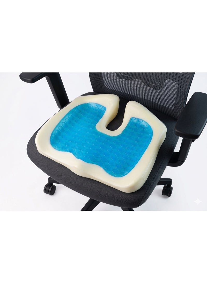 Max Comfort Advanced memory foam fistula seat with cooling gel layer, seat cushion to relieve coccyx and hemorrhoid pressure for long periods of sitting at the office or in the car, 47*36*7, Max Comfort - Image 1
