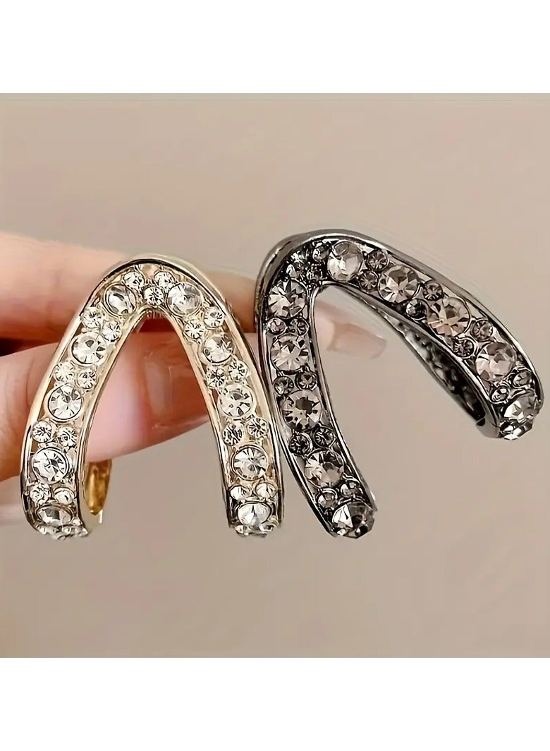 Goolsky Elegant Alloy U-Shaped Hair Clips with Rhinestones, Solid Color Fashion Hair Accessories for Women, Ideal for High Ponytail Styles and Gift Giving - Mixed Color Set for Adults Over 15 Years Old - Image 1