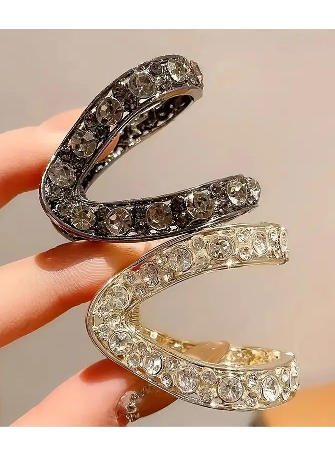 Goolsky Elegant Alloy U-Shaped Hair Clips with Rhinestones, Solid Color Fashion Hair Accessories for Women, Ideal for High Ponytail Styles and Gift Giving - Mixed Color Set for Adults Over 15 Years Old - Image 2