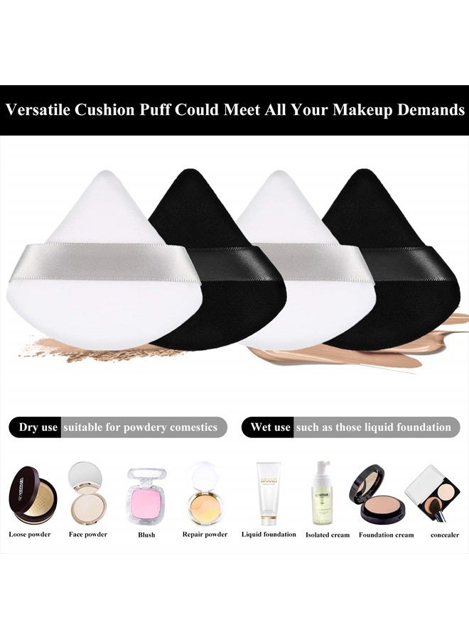 Maitys 12 Pieces Powder Puff Triangle Face Makeup Cosmetic for Loose Powder Soft Body Washable Reusable Foundation Sponge Mineral Wet Dry Makeup Tool(Black, White, Small) - Image 2