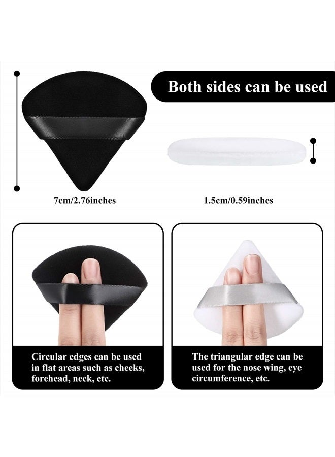 Maitys 12 Pieces Powder Puff Triangle Face Makeup Cosmetic for Loose Powder Soft Body Washable Reusable Foundation Sponge Mineral Wet Dry Makeup Tool(Black, White, Small) - Image 3