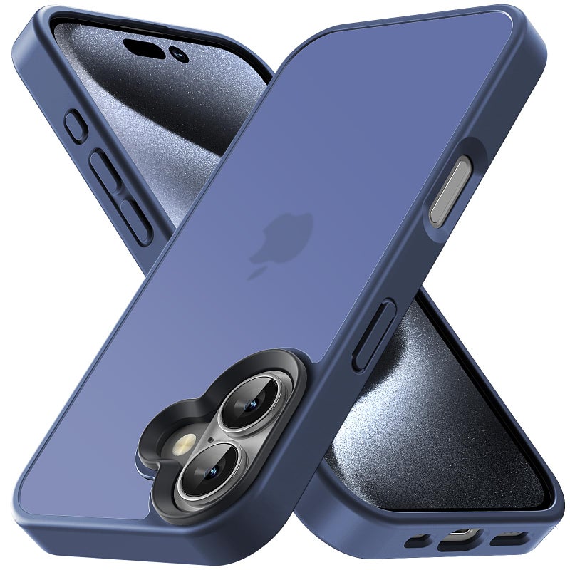 Yriklso for iPhone 16 Phone Case, Shockproof for iPhone 16 Case, Military Grade Drop Protection, Protective Hard Back Slim Translucent Case for iPhone 16-6.1'', Frosted Blue - Image 1