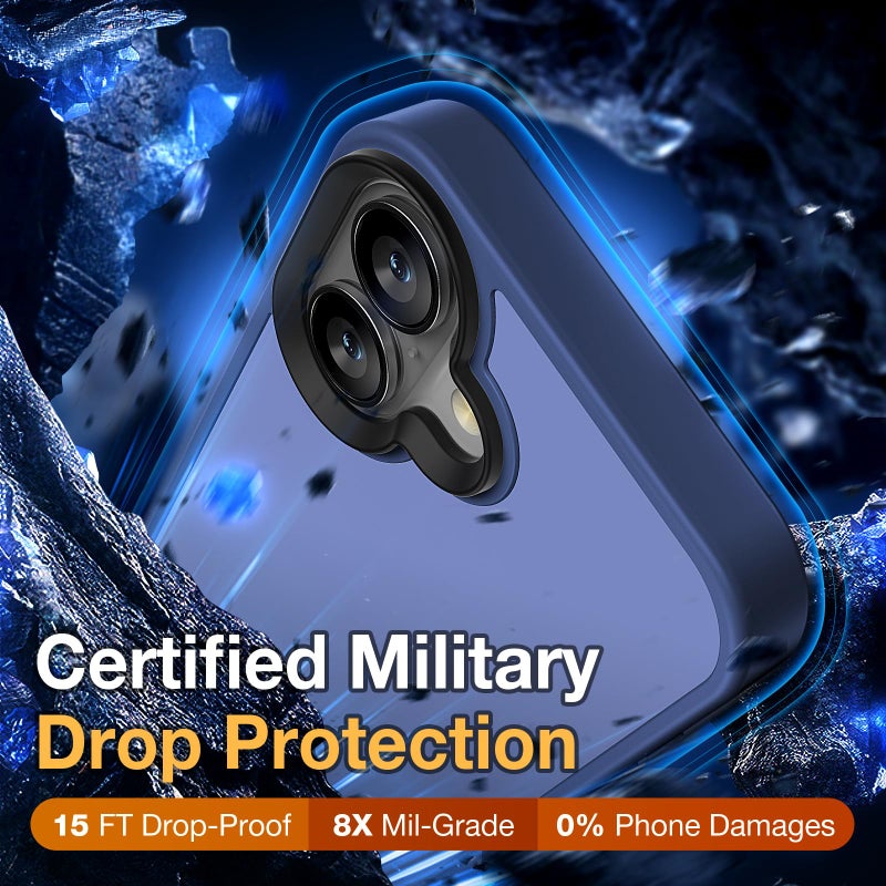 Yriklso for iPhone 16 Phone Case, Shockproof for iPhone 16 Case, Military Grade Drop Protection, Protective Hard Back Slim Translucent Case for iPhone 16-6.1'', Frosted Blue - Image 3