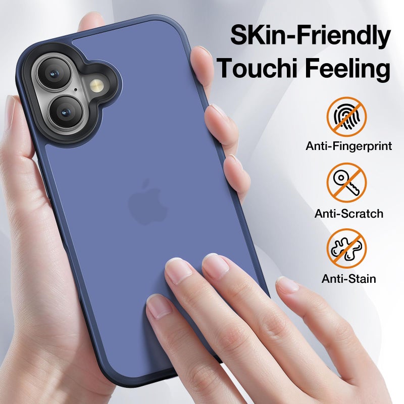 Yriklso for iPhone 16 Phone Case, Shockproof for iPhone 16 Case, Military Grade Drop Protection, Protective Hard Back Slim Translucent Case for iPhone 16-6.1'', Frosted Blue - Image 4