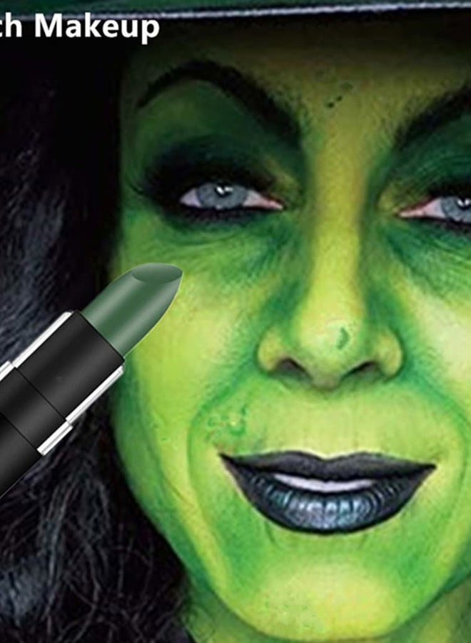 Go Ho Green Cream-Blendable Stick,Green Eye Black Face Body Paint,Hypoallergenic Camo/Hunting Face Paint Stick,SFX Witch Makeup,Safe Facepaint/Lip Smacking for Halloween - Image 3