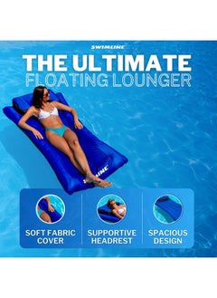 Swimline Original Fabric Covered Pool Float Mattress Lounger Raft For Adults & Kids I Comfortable Head Rest & Quick-Dry Cover For Adult Or Kid Floating & Lounging Dogs 9057  - Image 4