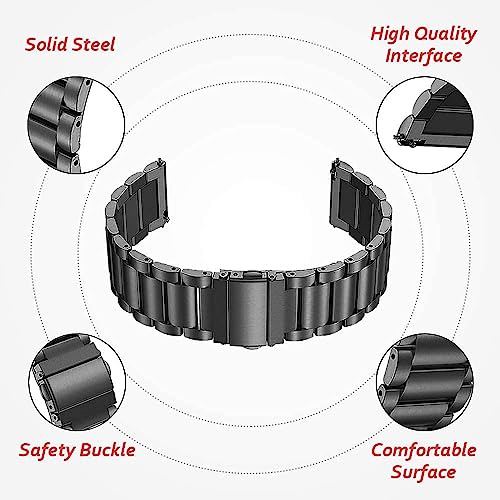 INEFABLE 20mm SmartWatch Strap Heavy Metal Chain for Amazfit GTS 2 Mini, Amazfit Bip/Bip U/Pro/Lite, Bip S, Amazfit GTS/ 2/2e, Samsung Galaxy Watch 4/ Watch 5 for All 20mm Watches - Black - Pack of 1 - Image 5