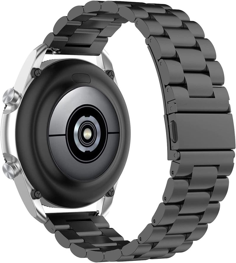 INEFABLE 20mm SmartWatch Strap Heavy Metal Chain for Amazfit GTS 2 Mini, Amazfit Bip/Bip U/Pro/Lite, Bip S, Amazfit GTS/ 2/2e, Samsung Galaxy Watch 4/ Watch 5 for All 20mm Watches - Black - Pack of 1 - Image 2