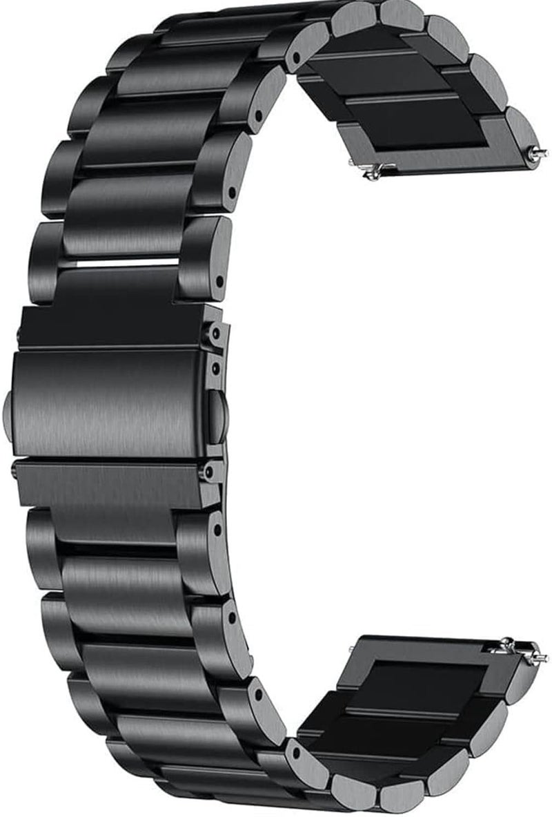 INEFABLE 20mm SmartWatch Strap Heavy Metal Chain for Amazfit GTS 2 Mini, Amazfit Bip/Bip U/Pro/Lite, Bip S, Amazfit GTS/ 2/2e, Samsung Galaxy Watch 4/ Watch 5 for All 20mm Watches - Black - Pack of 1 - Image 1