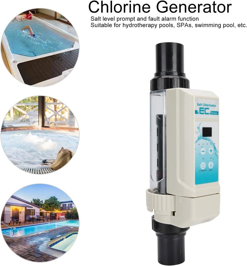 klarako Saltwater Chlorinator, 12g/H Automatic Cleaning Salt Water Pool Chlorine Generator System, Complete Functions Simple Operation Pool Chlorine Generator Chlorinator for SPA Swimming Pool - Image 2