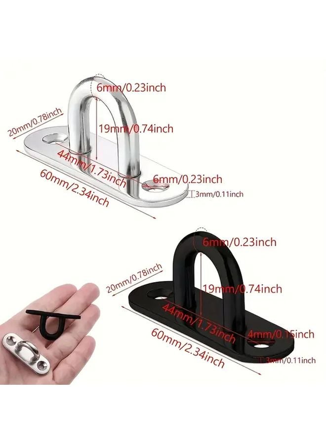 8pcs Black Heavy Duty Stainless Steel D Ring Hooks for Boat Sunshade Hammock Chair - Image 4