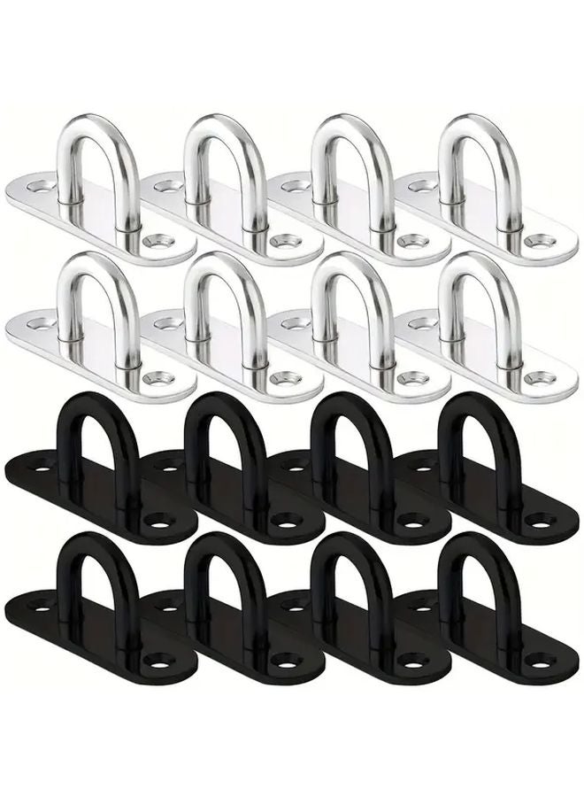 8pcs Black Heavy Duty Stainless Steel D Ring Hooks for Boat Sunshade Hammock Chair - Image 2