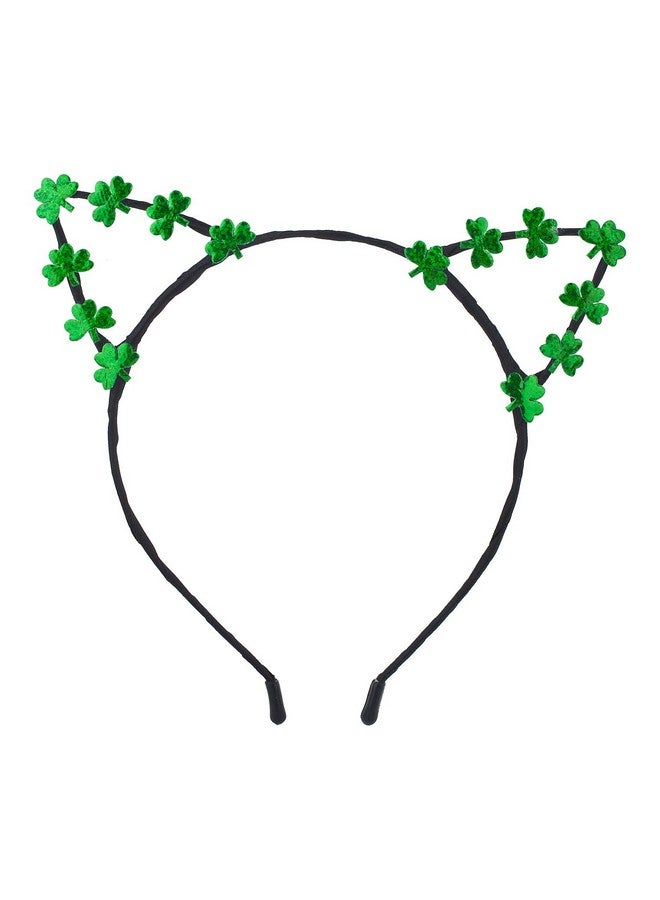 Lux Accessories Metallic Green Clover Black Wire Cute Girls Fashion Headband - Image 1