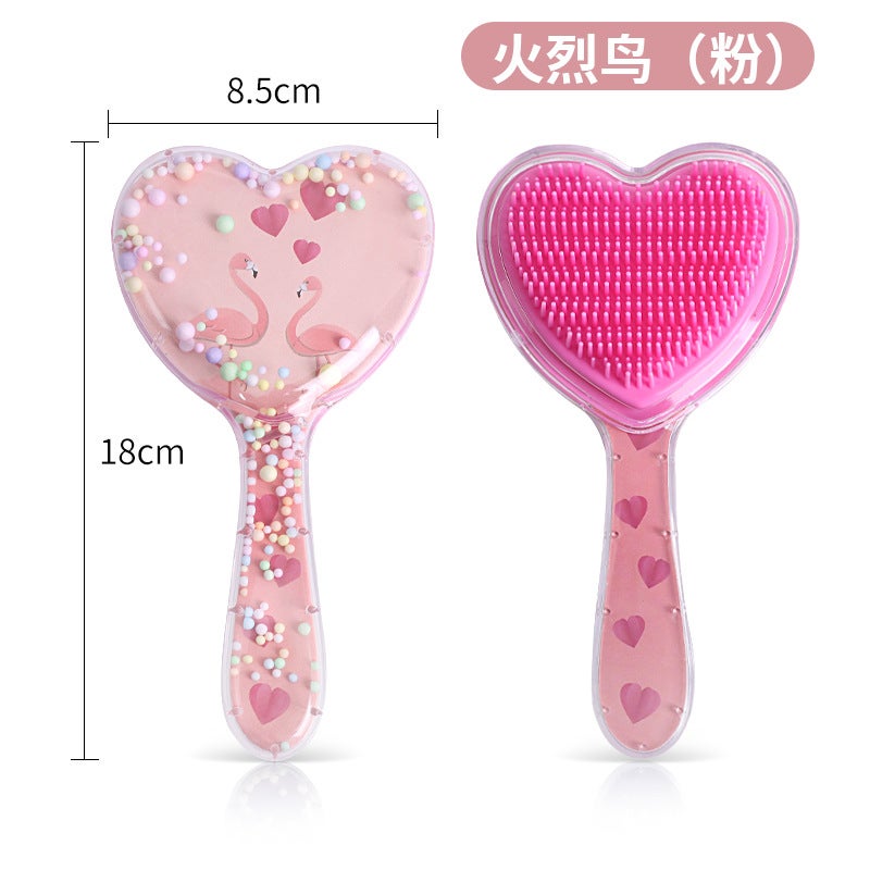 Generic New cute air cushion comb love girl special comb cartoon transparent airbag comb quicksand toy massage comb Flamingo 