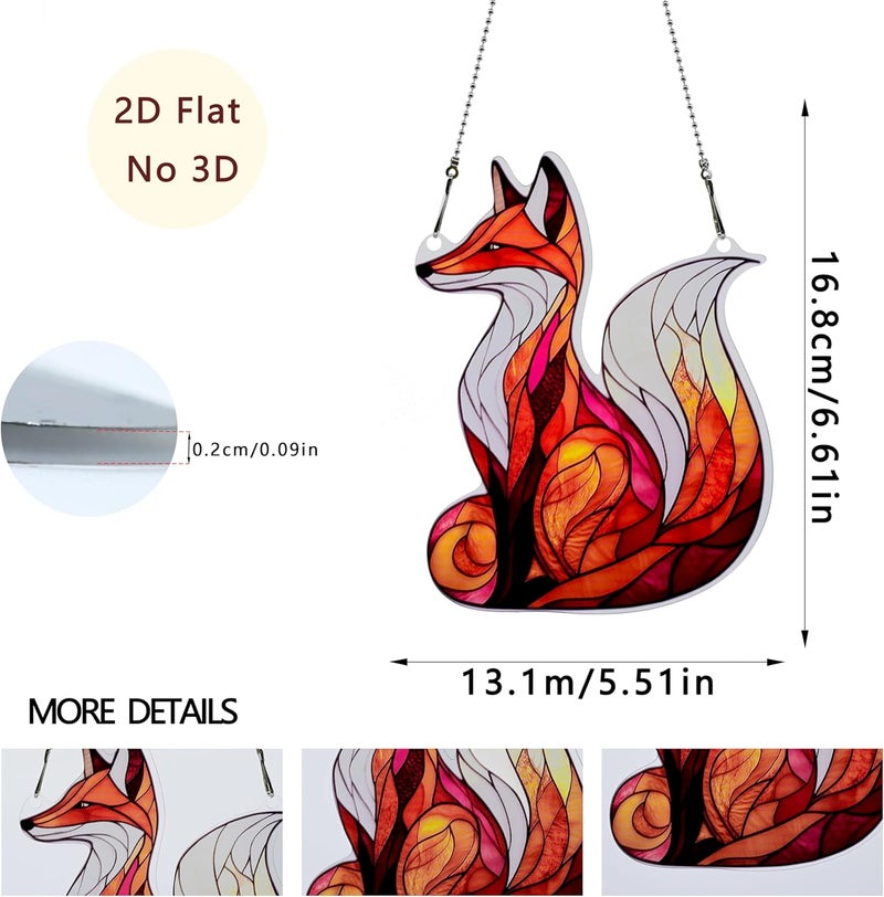 thmnj Fox Ornaments Colorful Window Hanging Decorations Home Wall Decor for Indoor Outdoor - Image 2