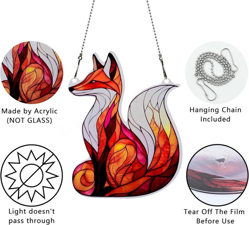 thmnj Fox Ornaments Colorful Window Hanging Decorations Home Wall Decor for Indoor Outdoor - Image 3