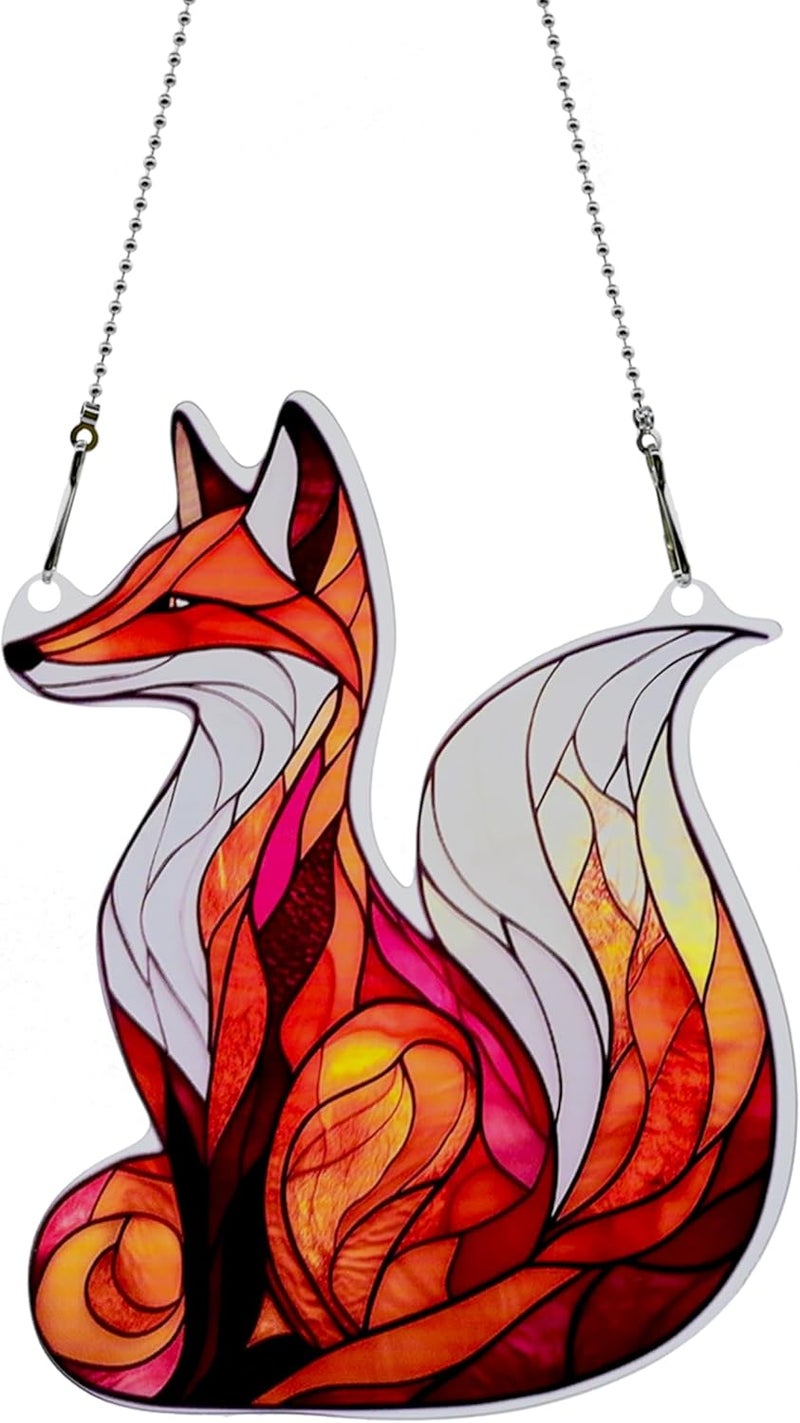 thmnj Fox Ornaments Colorful Window Hanging Decorations Home Wall Decor for Indoor Outdoor - Image 1