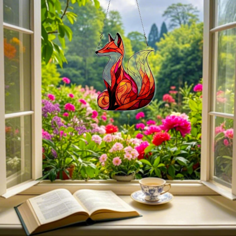 thmnj Fox Ornaments Colorful Window Hanging Decorations Home Wall Decor for Indoor Outdoor - Image 5