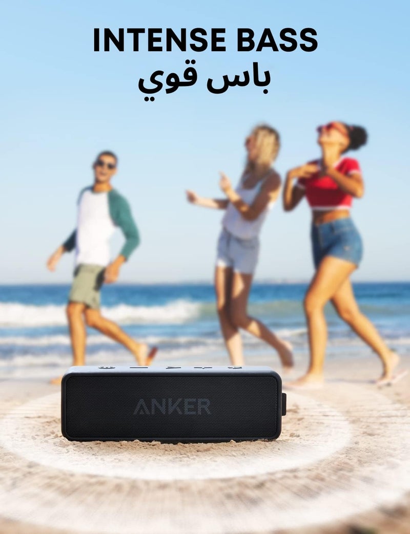 أنكر مكبر صوت بلوتوث محمول Anker Soundcore 2 مع صوت ستيريو بقوة 12 واط، بلوتوث 5، BassUp، مقاوم للماء IPX7، تشغيل لمدة 24 ساعة، إقران ستيريو لاسلكي، مكبر صوت للمنزل، الأماكن الخارجية، السفر - Image 2
