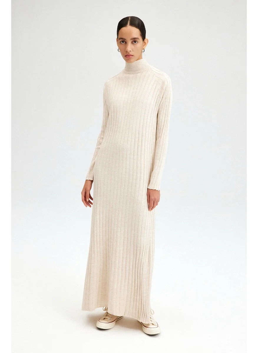 Touche Prive Ribbed High Collar Knitwear Dress