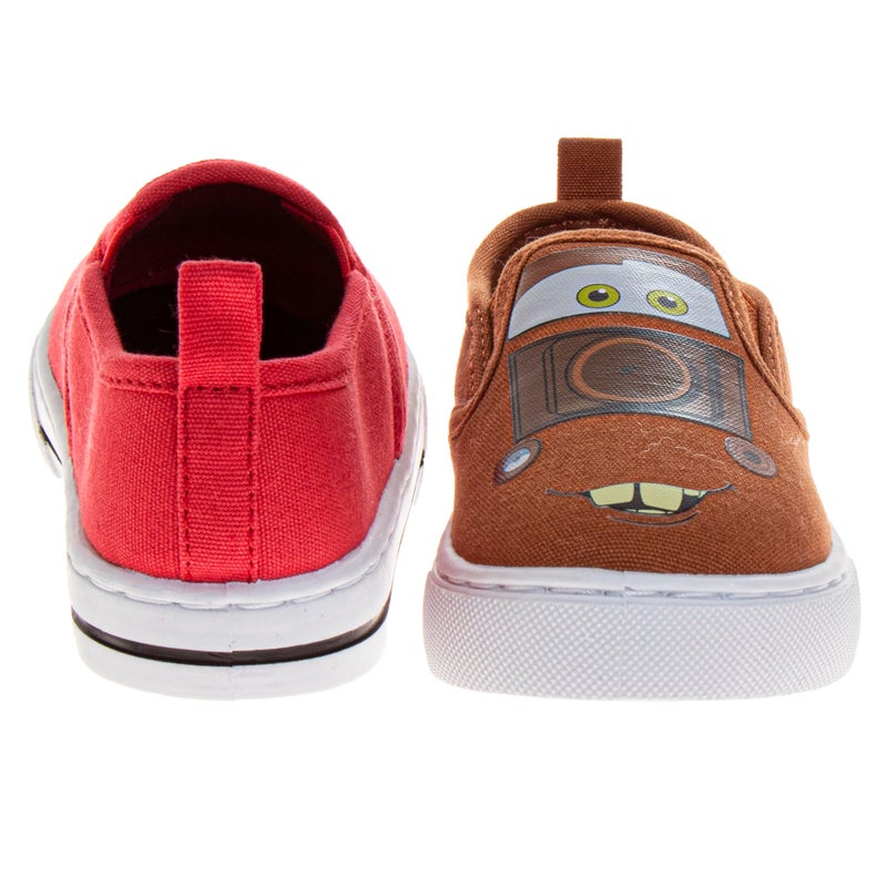 Josmo Disney Cars Shoes for Kids Lowtop Sneakers - Casual Fashion Slip-on Laceless Canvas Shoe - Lightning McQueen and Tow Mater (Size 9 Toddler) - Image 3