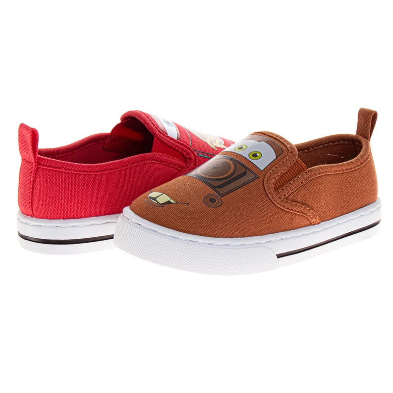 Josmo Disney Cars Shoes for Kids Lowtop Sneakers - Casual Fashion Slip-on Laceless Canvas Shoe - Lightning McQueen and Tow Mater (Size 9 Toddler) - Image 4
