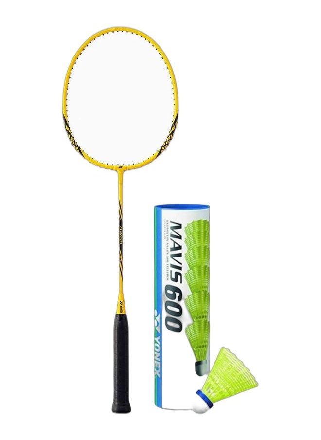 Yonex B 4000 Corn Yellow Ug4 + Mavis 600 Blue Cap Medium Badminton Shuttlecock 6 Pack, Yellow Pack  - Image 1