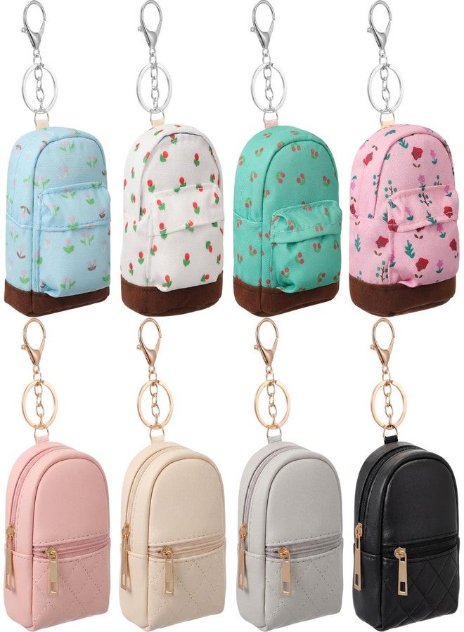 هسي حقيبة ظهر صغيرة من Hsei مكونة من 8 قطع، مزودة بسلسلة مفاتيح، حقيبة مستحضرات تجميل لطيفة، محفظة نقود، محفظة صغيرة، هدايا صغيرة للنساء، حامل بطاقات متعدد الجيوب، منظم كابلات، حقيبة بسحاب - Image 1