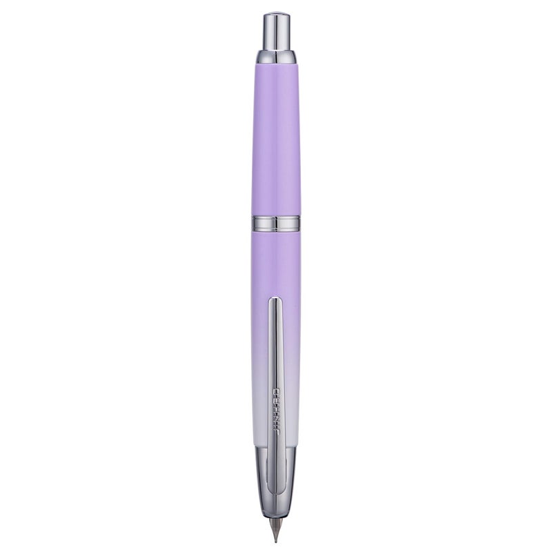 Wikult Jinhao 10 Press Fountain Pen with Box, Gradient Light Purple Retractable Fine Nib with Ink Converter Set (Silver Clip) - Image 2